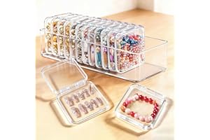 13PCS Clear Home Organizer Storage Boxes, 8.5cm/3.35" 12pcs Press On Nail Display Boxes and 1pc Big Storage box for Cable Hai