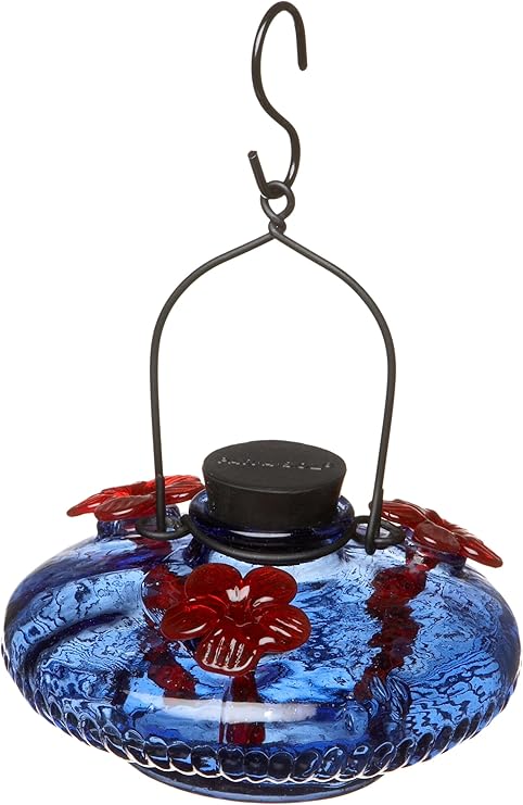 Amazon Com Parasol Bloom Glass Hummingbird Feeder Blue Wild
