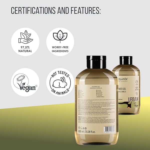 ECOLATIÈR VANILLA BODY WASH WITH ORGANIC ARGAN OIL – MOISTURIZING NATURAL BODY WASH FOR WOMEN & MEN, 97.5% NATURAL INGREDIENTS, VEGAN, HYDRATING & ANTIOXIDANT CARE FOR SOFT, SMOOTH SKIN, 20.3 FL OZ