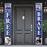 2 Pcs Thank You Veterans Porch Banners, 12'' x 71'' Veterans Day Door Banner Set, Thank You Veterans Hanging Door Banner American Bald Eagle Decorations for Veterans Day Decorations