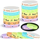 Lesnala 48 Pcs Halloween glow in the dark bracelets 6 Styles Trick or Treat Luminous silicone wristband for Kids Pumpkin Ghost Bat Glow Bracelets for Halloween Night Party Favors Goodie Bag Fillers