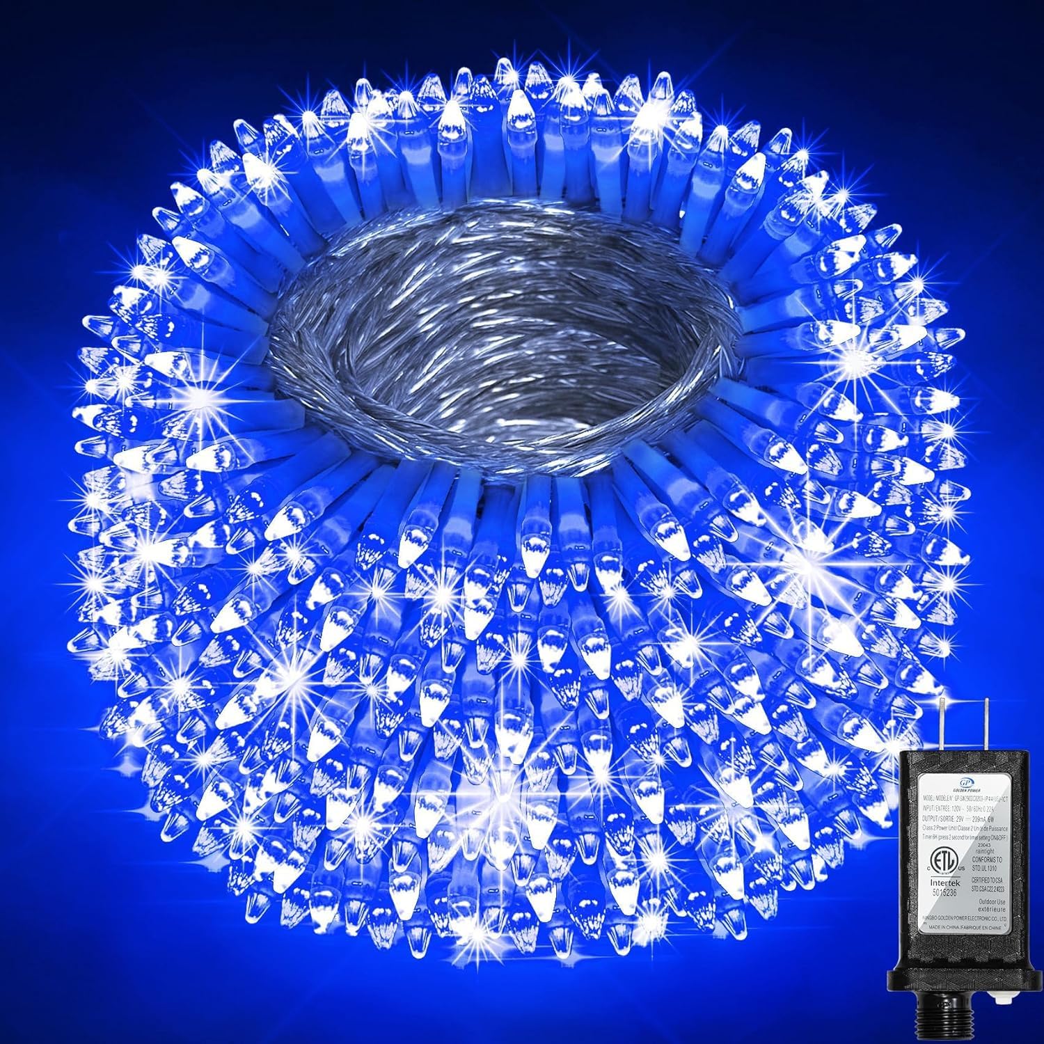 Photo 1 of 1500 LED 470FT Christmas String Lights Outdoor, 12 Pro Modes and Timer Memory & Brightness, Plug in Waterproof Clear Wire Twinkle Light for for Xmas Yard Tree Wedding Party Decor (Blue)