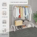 JIUYOTREE Metal Clothes Rail 110 cm Coat Rack with Bottom Shoe Rack White view 6
