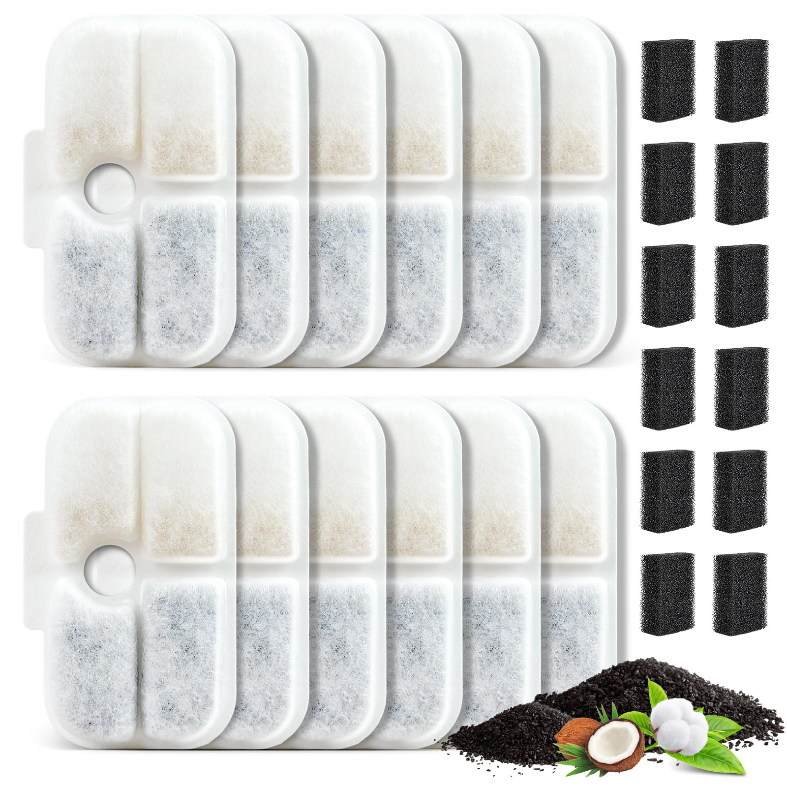 Photo 1 of 12 Pack Cat Water Fountain Filter, Fountain Filter Replacement Compatible With PETLIBRO® Dockstream Tomxcute Cat Water Fountain PLWF005 / PLWF105 / PLWF115