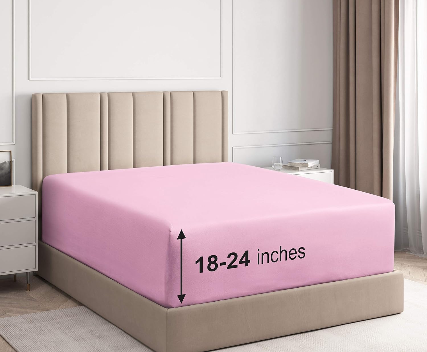 Extra Deep Pocket Fitted Sheet - Single Fitted Sheet Only - Extra Deep Pockets King Size Sheets - Fits 18 In to 24 In Mattress - Extra Deep King Fitted Sheet - Deep Pockets that Actually Fits Mattress: Home & Kitchen