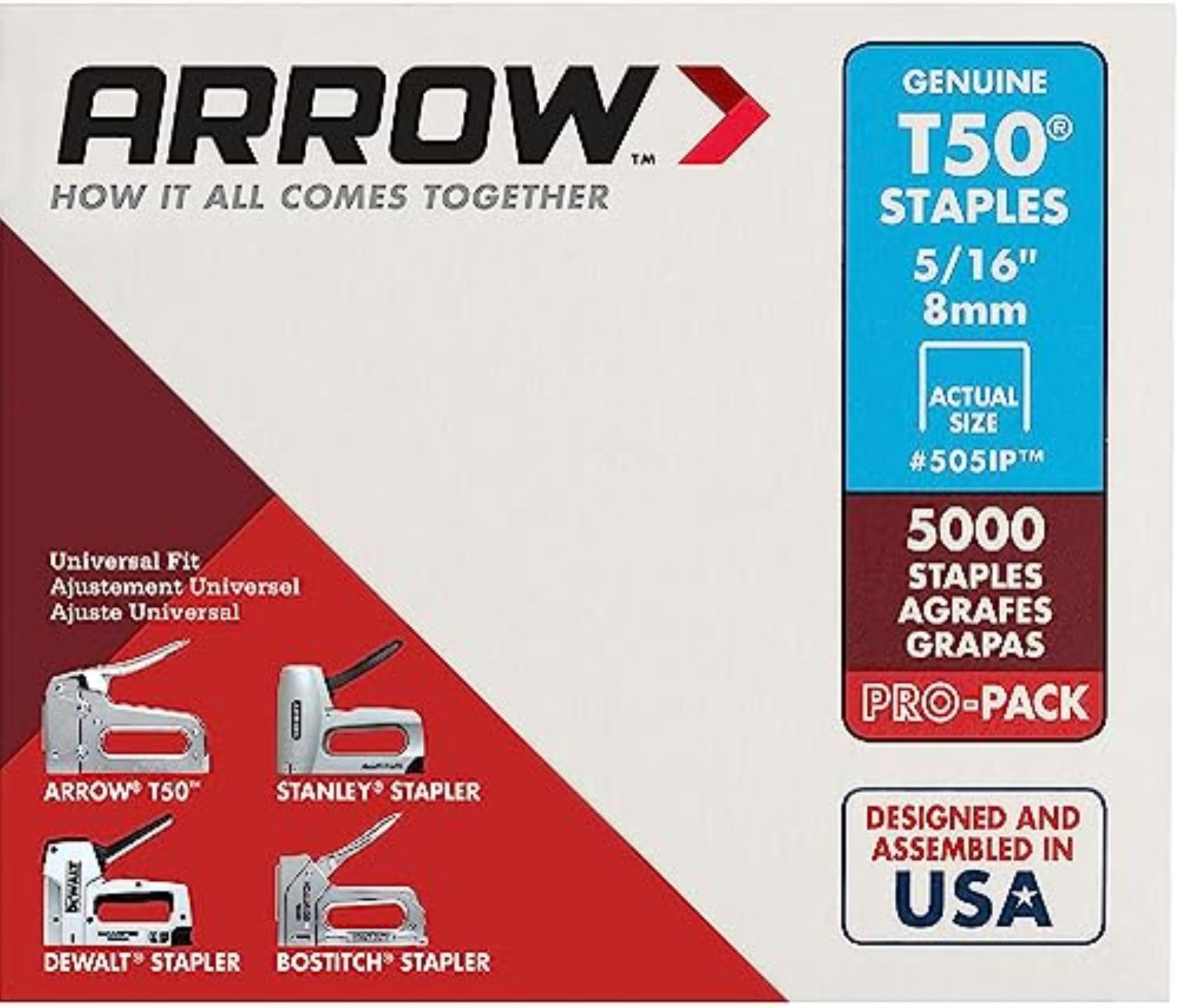 Arrow A505IP T50 Staples, Steel, 5/16 Inch (8 mm) — image 1