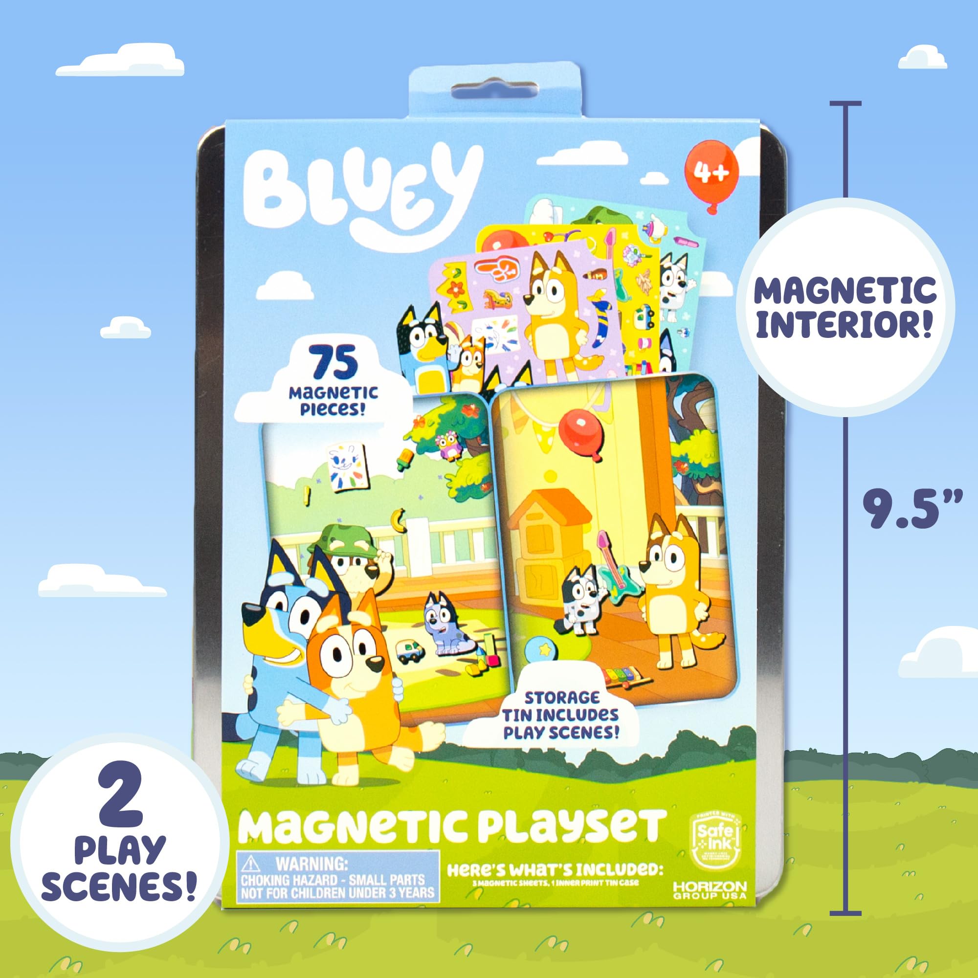 Bluey Magnetic Playset, Magnet Activity Toys, Great Birthday Parties, at-Home Activities, or Screen-Free Fun, Perfect Travel or Road Trip, Hours of Fun for Kids Ages 3,4,5,6,Multicolor,Medium,214618