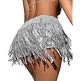 Women Tassel Skirts Shorts Sequins Hip Skirt Rave Party Halloween Cosplay Bar Belly Dance Festival Costume Nightclub Skirt