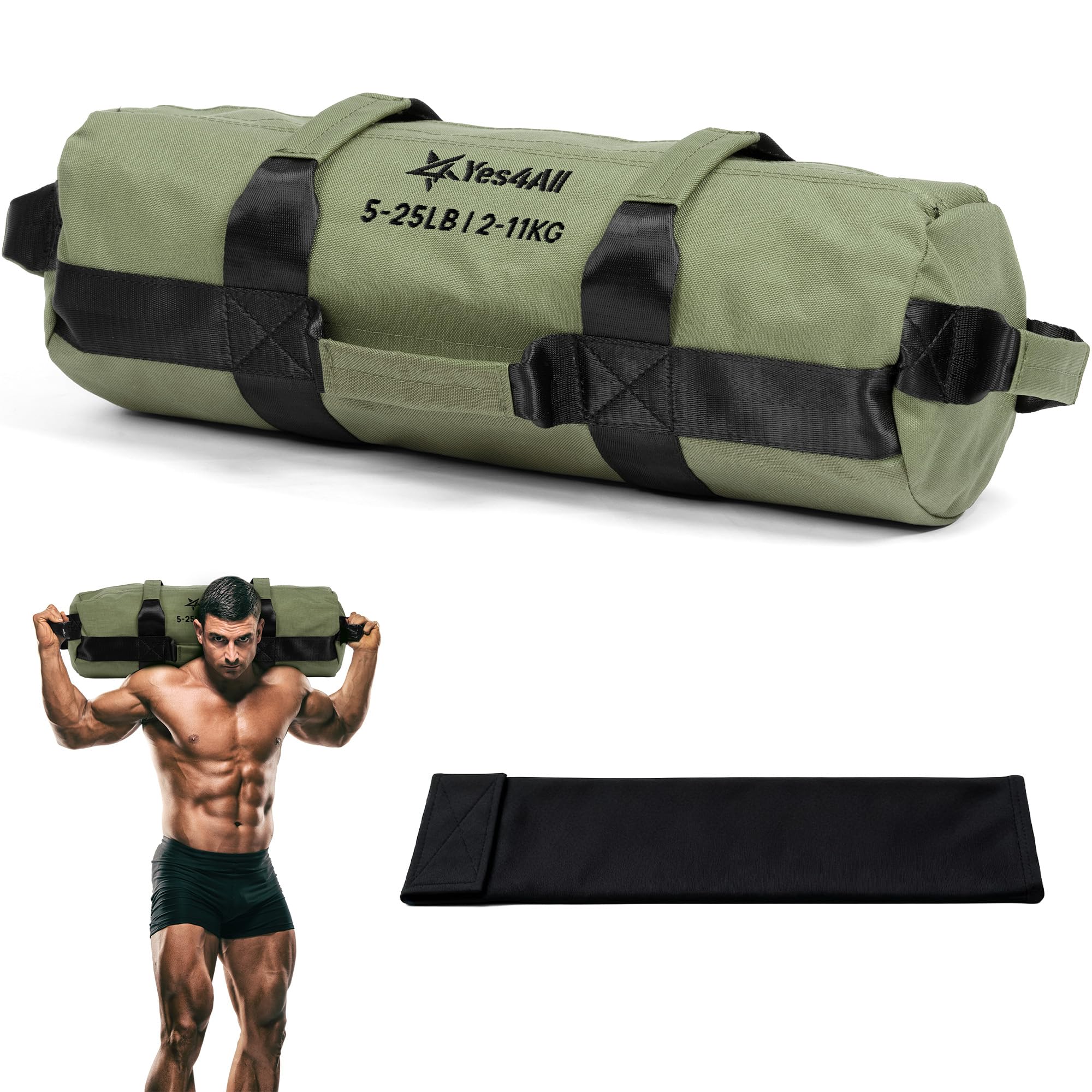 Yes4All Unisex Yes4All Unisex s MFJG Bags Sandbags for Fitness Conditioning Crossfit with Adjustable Weights C , A. Army Green - S, UK