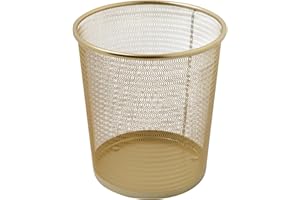 Martha Stewart Ryder Gold Mesh Metal Trash Can, 4.5 Gallon, Wastebasket for Office