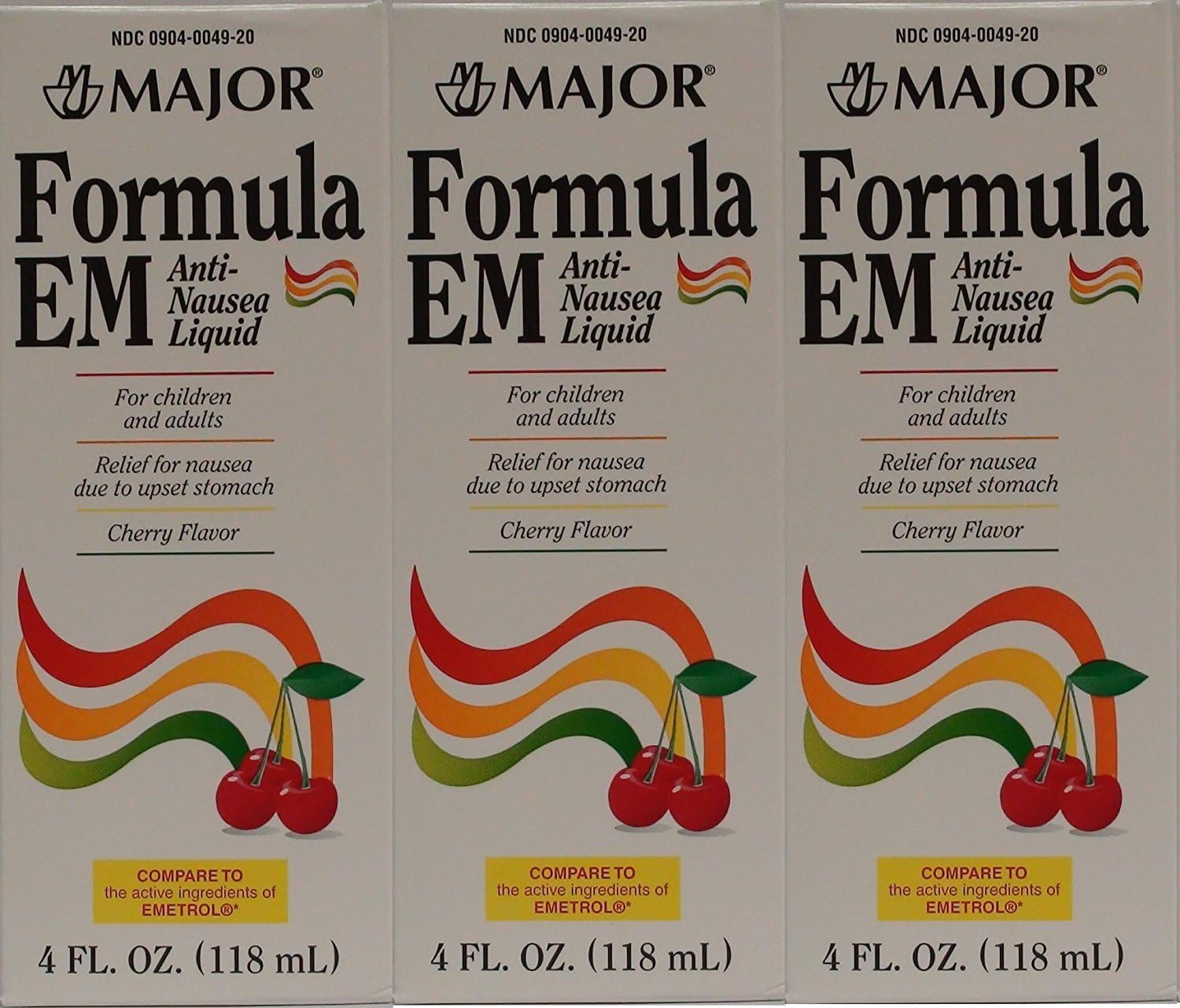 Formula EM Generic for Emetrol Nausea & Upset Stomach Relief Cherry Flavor 4 oz. Bottle Pack of 3 Total 12 oz.