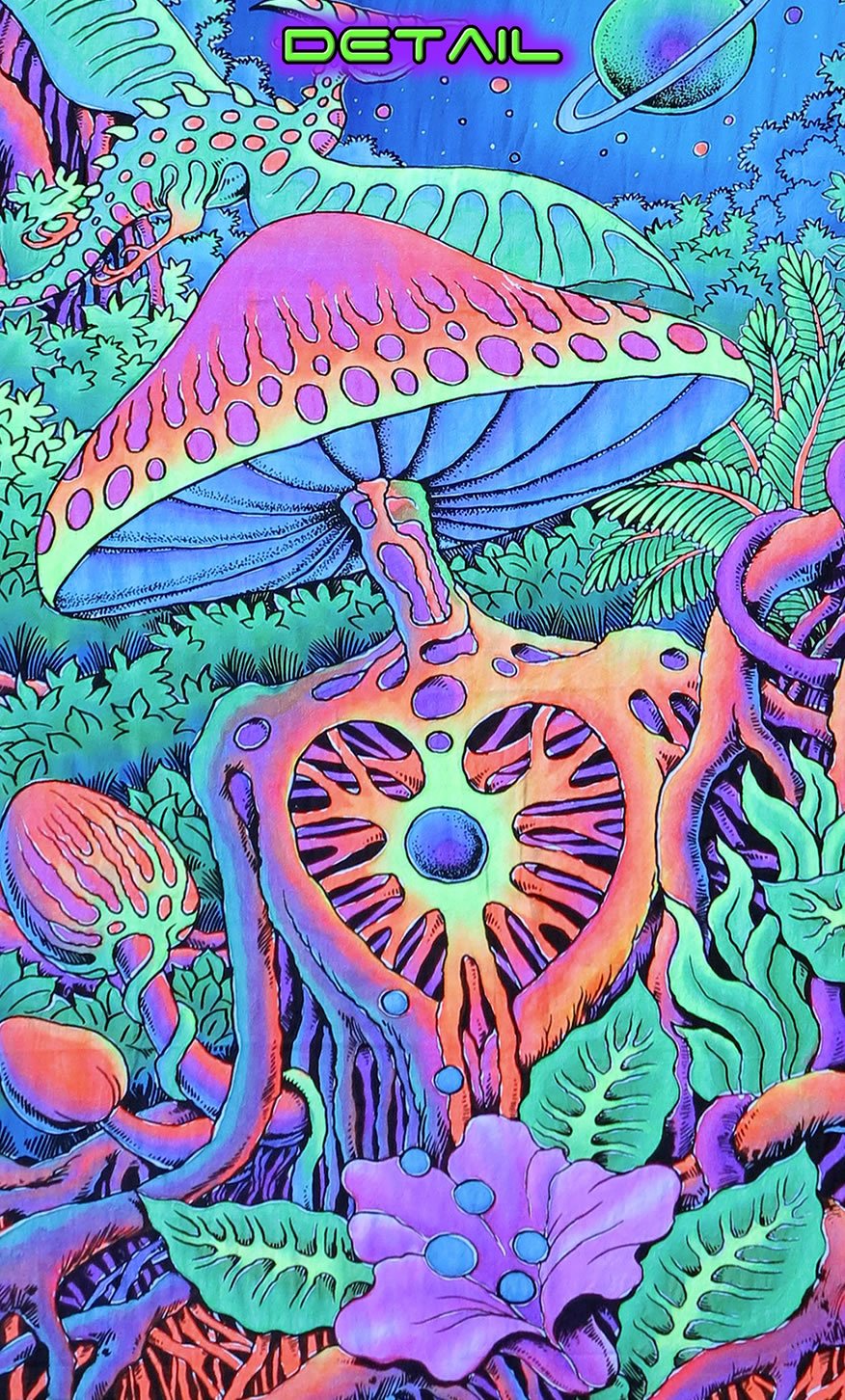 Space Tribe Psychedelic Tapestry 'PSY Shroom' HandPainted and