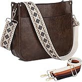 AUYOCO Vegan Leather Crossbody Bags for Women, Crossbody Purse with Guitar Strap Zipped Pockets Handbag Shoulder Bag