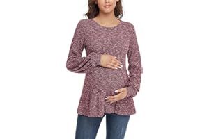 Glampunch Maternity Tops Long Bishop Sleeves Sweater Casual Flowy Pregnancy Sweaters for Pregnant Women