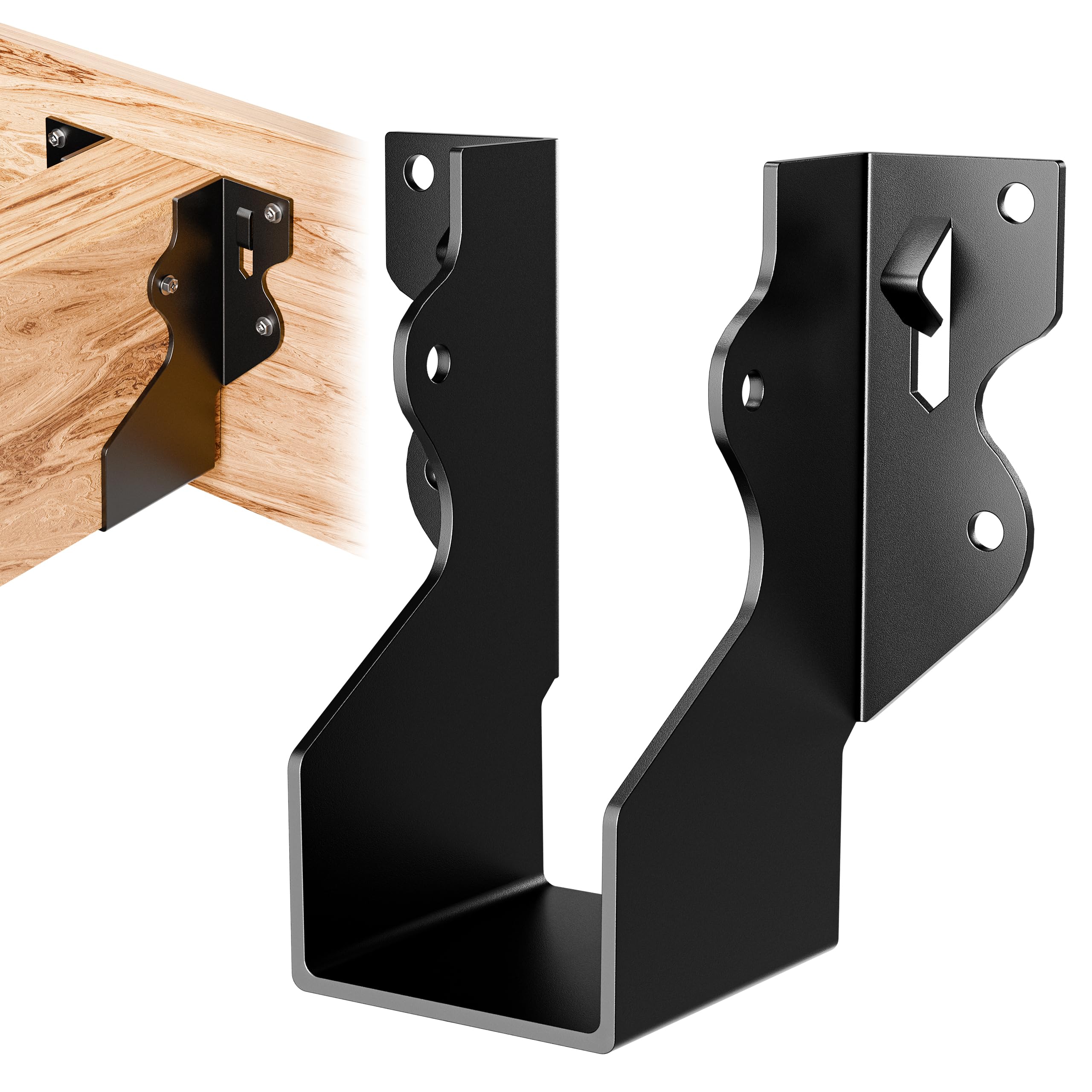 Photo 1 of 20 Pcs 2x4 Joist Hangers Black, Face Mount Joist Hangers 2x4 Deck, Rafter Brackets, Hurricane Ties Brackets for Shed/Barn/Coop/Porch/Fence, Structurally Sound and Aesthetically Pleasing
