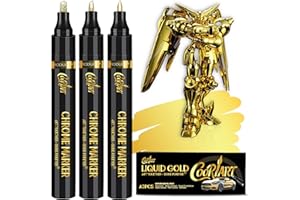 COORIART 3PK Permanent Mirror Chrome Gold Markers – Metallic Gold Paint Pens for Metal, Plastic, Fabric, Jewelry, Model Painting, Touch-Up and Repair Kit, Set of 3 Tips (0.7mm, 1mm, 3mm)