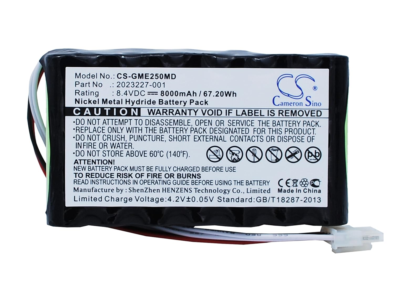 Medical Equipment Battery Accessory for GE Dash 2500 8000mAh / 67.20Wh 8.4 Ni-MH 1 Year Warranty