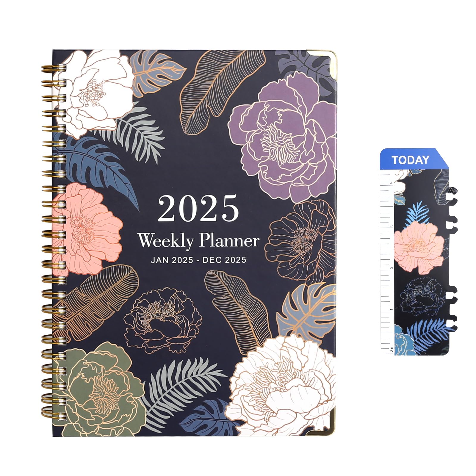 YGKYMVW A5 Spiral Notebook Organiser, Hardcover Lined Journal for Women 158x217mm, Planners Journals Bound Notebook with To-Do Lists Priorities Section for Work Writing Journaling School