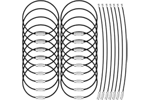 Bidponds 25 Pack Wire Keychain Cable 2mm 6.3 Inches Nylon Coated Stainless Steel Screw Lock Key Ring Loop for Hanging Luggage Tags or ID Tags,Black