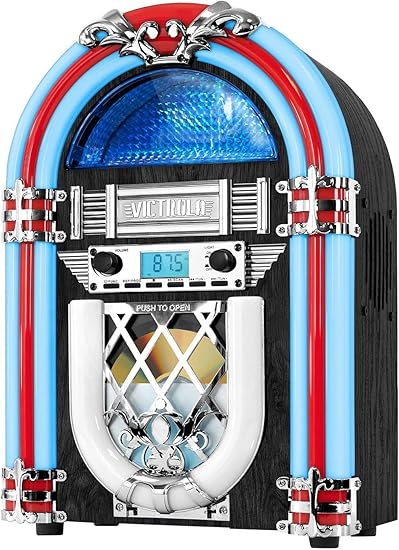 Amazon Co Jp Victrola レトロ デスクトップ ジュークボックス Cdプレーヤー付き Fmラジオ Bluetooth 色が変わるledライト付き 高さ15インチ 認定再生品 パソコン 周辺機器