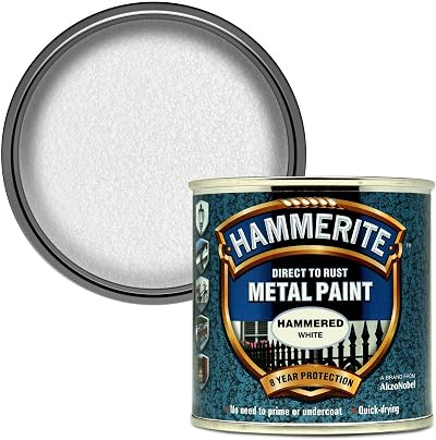 Hammerite Direct to Rust Metal Paint Hammered White 250ML