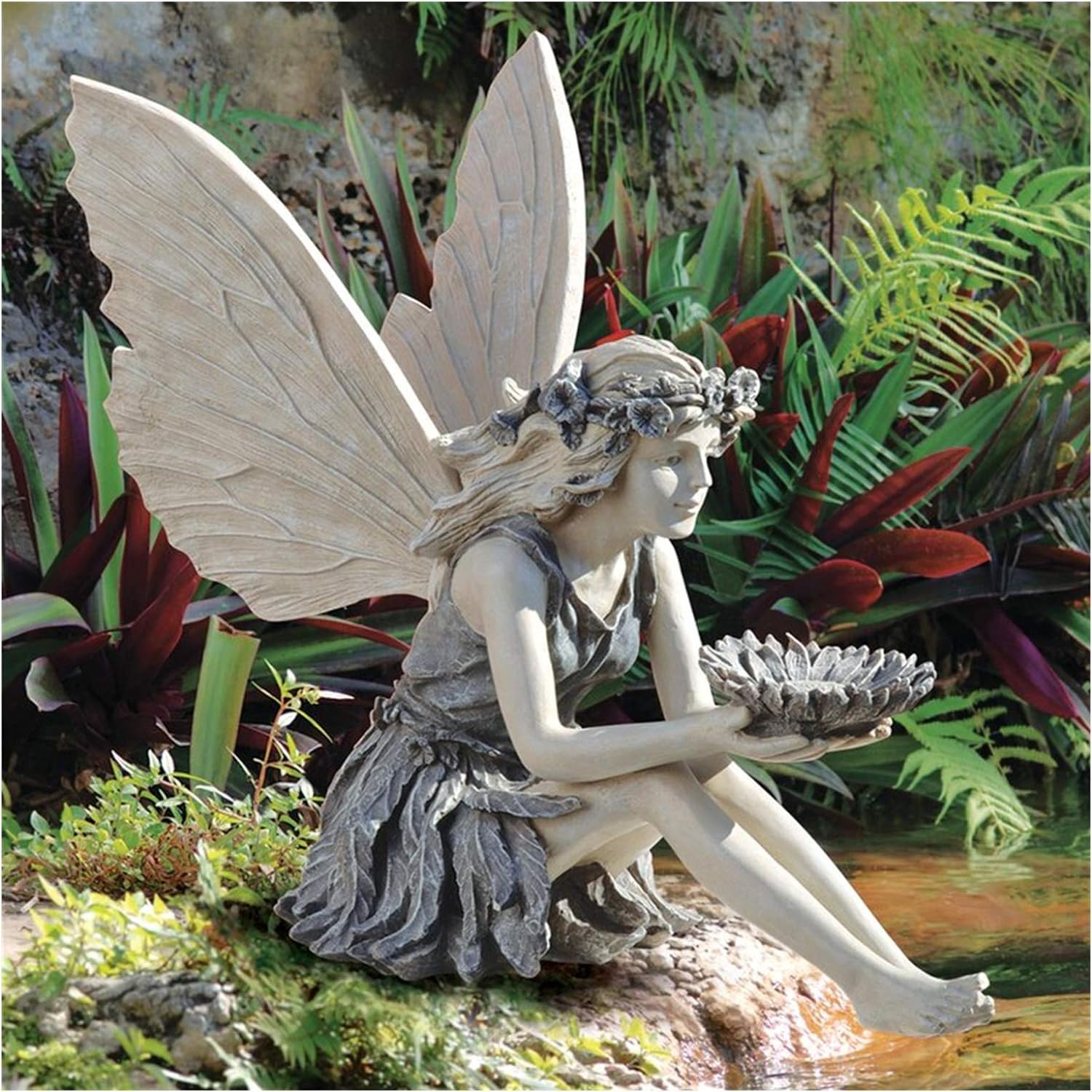 CHJIEJIE Garden Decoration Ornament Sitting Magic Fairy, Sitting Elves Garden Figures, Tudor and Turek Statue, Resin Craft Landscaping Yard Decoration Garden Statue Elf Statue Figure Fairy Fairy