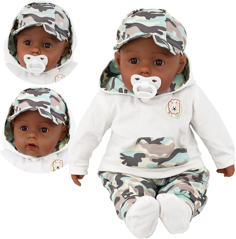 BiBi Doll 20 Inch Black Ethnic Baby Boy Doll The Magic Toy Shop Camouflage