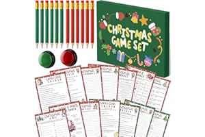 Fullhawl 124 Pcs Christmas Trivia Games Cards with Buzzers and Answer Pencils Bulk Christmas Family Game Cards for Adults Friends Large Group Festival Guessing Activity Holiday Party(Snowflake)