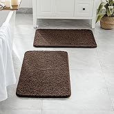 MIULEE Brown Bathroom Rugs Set 2 Piece, Soft Absorbent Microfiber Bath Mat Set, Non Slip Quick Dry Machine Washable Plush Shaggy Bath Rugs for Bathroom Floor, Tub and Shower, 16x24 inches