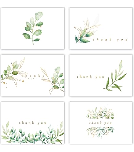 Winoo Design 100 Dankeskarten Salbeigrün Mit Gold – 12,7 X 8,9 Cm – Für Hochzeit, Baby, Business