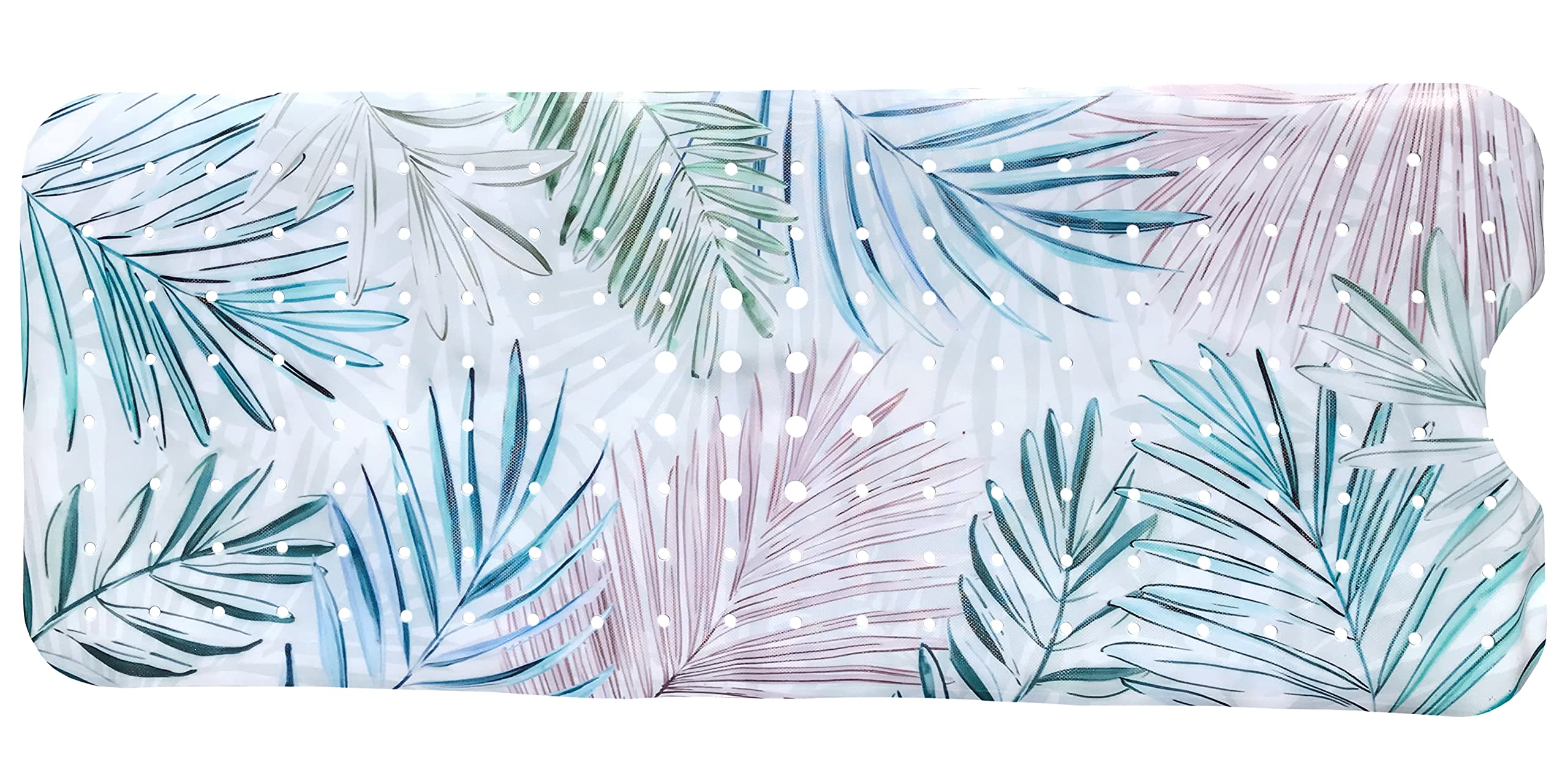 Bath Mat Non Slip 100x40cm Extra Long – PVC Anti-Slip Bathroom Mat for Shower & Bathtub, Waterproof Washable Shower Mat, Palm Design
