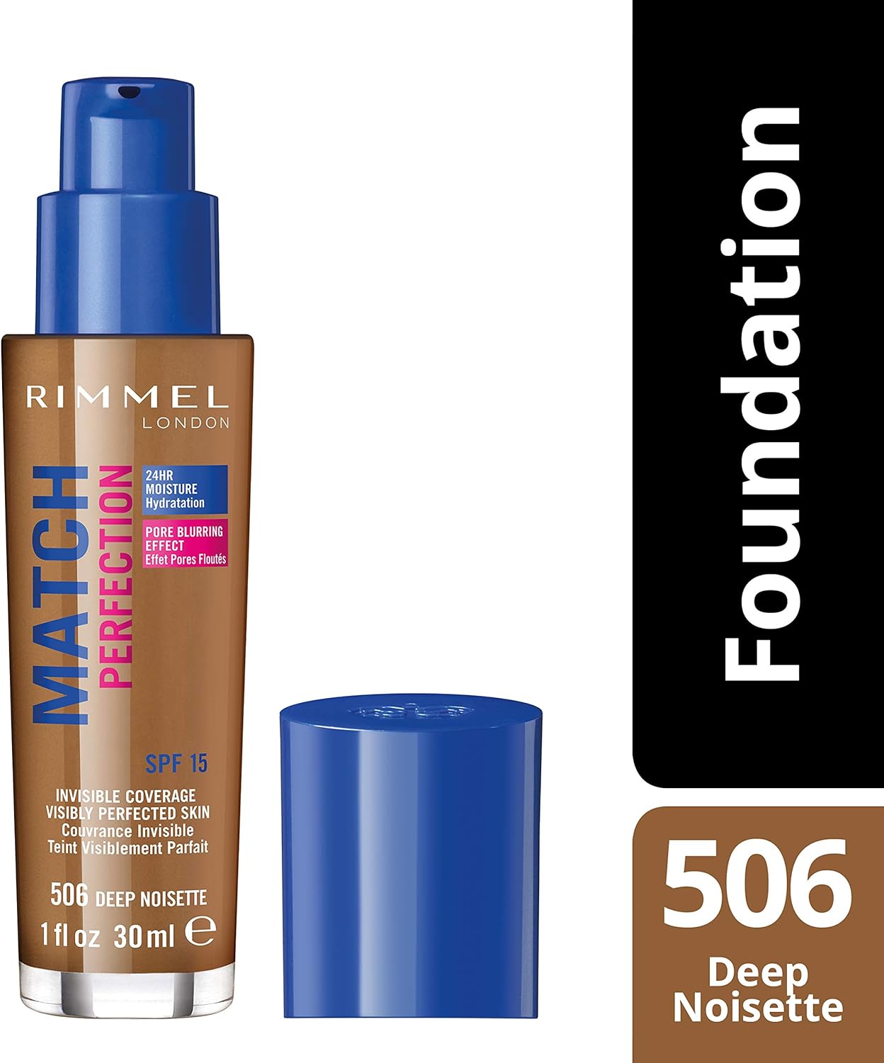 Rimmel London Match Perfection Foundation, Spf 20, 506 Deep Noisette, 30 ml (Pack of 1) - Image 3