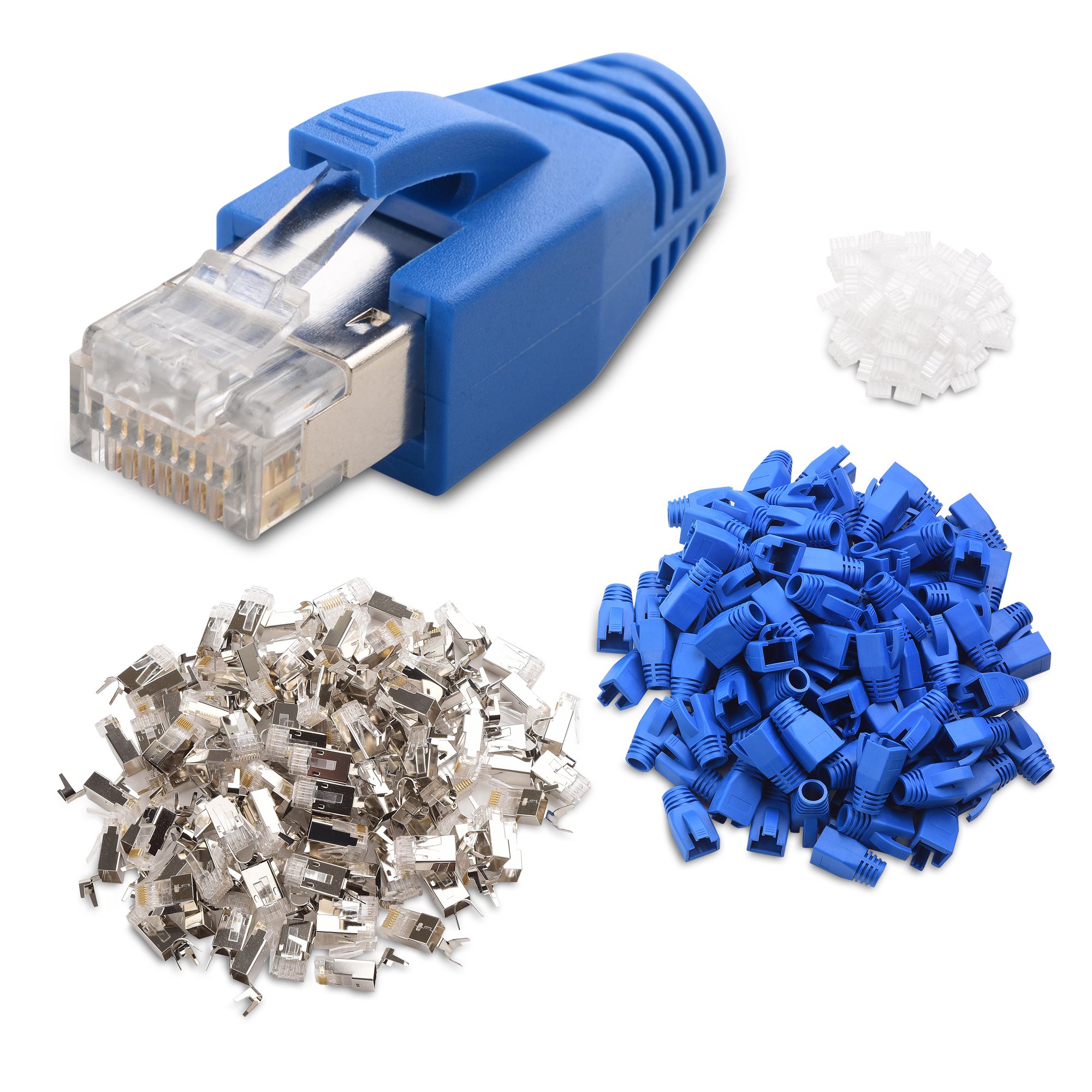 Cable Matters 50 Pack RJ45 Shielded Modular Plugs With Strain Relief