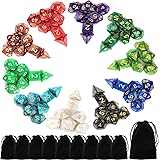 10 X 7 Polyhedral Dice Set (70 Pieces) for Dungeons and Dragons DND RPG MTG Table Games D4 D6 D8 D10 D% D12 D20 with 10 Pack 