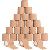 Frontline 24 Pack Self Adhesive Bandage Wrap 2" x 5 Yards Athletic Tape Vet Wrap Tattoo Supplies Wrap Medical Supplies Elastic Cohesive Bandage Wrist Ankle Sports Tape (Beige)
