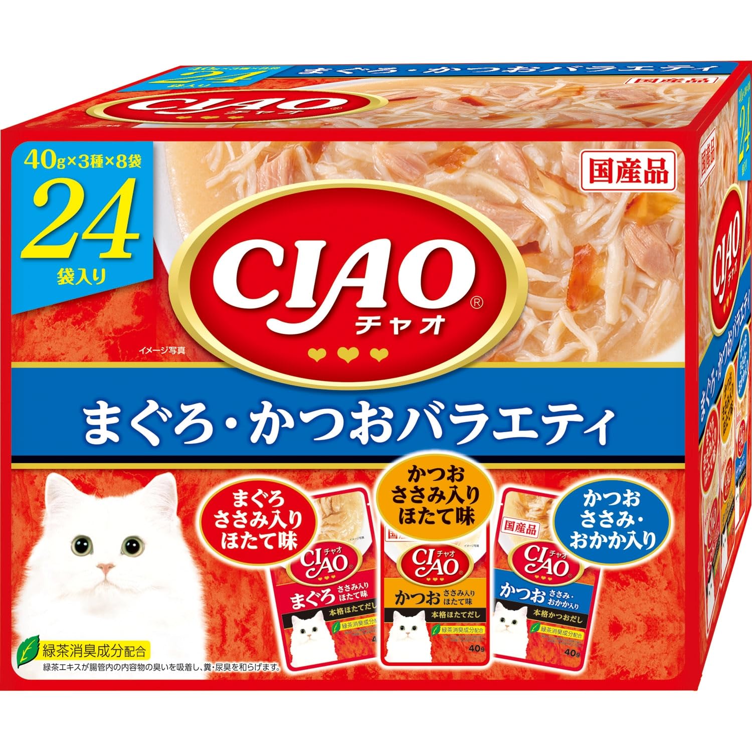 チャオ (CIAO) パウチ まぐろ・かつおバラエティ 40g×24袋 猫用 ウェットフード商品画像