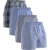 DANISH ENDURANCE Men's 100% Cotton Woven Boxers (4 & 6-Pack) – Loose Fit, Breathable & Lightweight Comfort