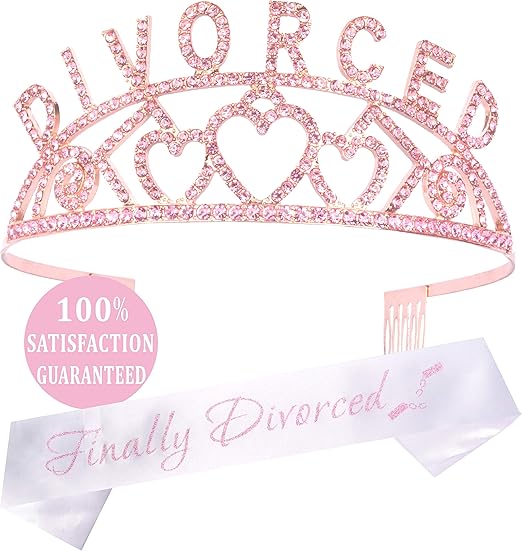 Amazon Com Divorced Tiara And Sash Pink Happy Divorce Party