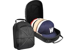 RIGICASE Hat case for Baseball Cap, Hard hat Travel case, caps Holder, Baseball Hat Organizer, Holding up to 6 caps for Travel and Home Storage Black