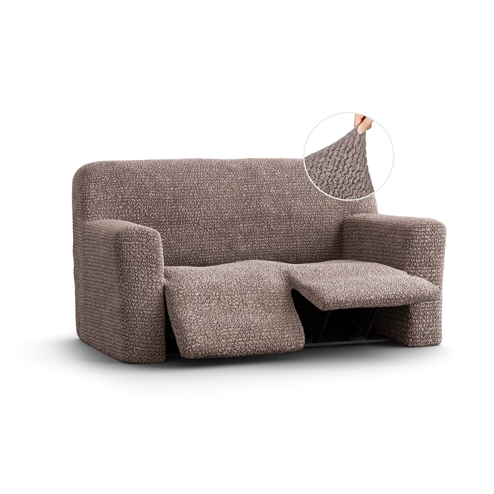 Menotti 2 Seater Recliner Sofa Cover - Sanitised Recliner Cover Couch Slipcover Soft Fabric Slipcover Wingback Recliner Stretch Furniture Protector - Microfibre - Choco (2 Seater Recliner) — image 1