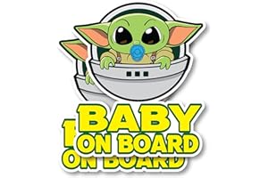 Sprinster Super Cute 2 Pack Baby Yoda On Board (5 x 4.2 inches) – Vinyl Decal Stickers for Car,Refrigerator,Luggage,Vehicle,Window,Bumper,Laptop,MacBook