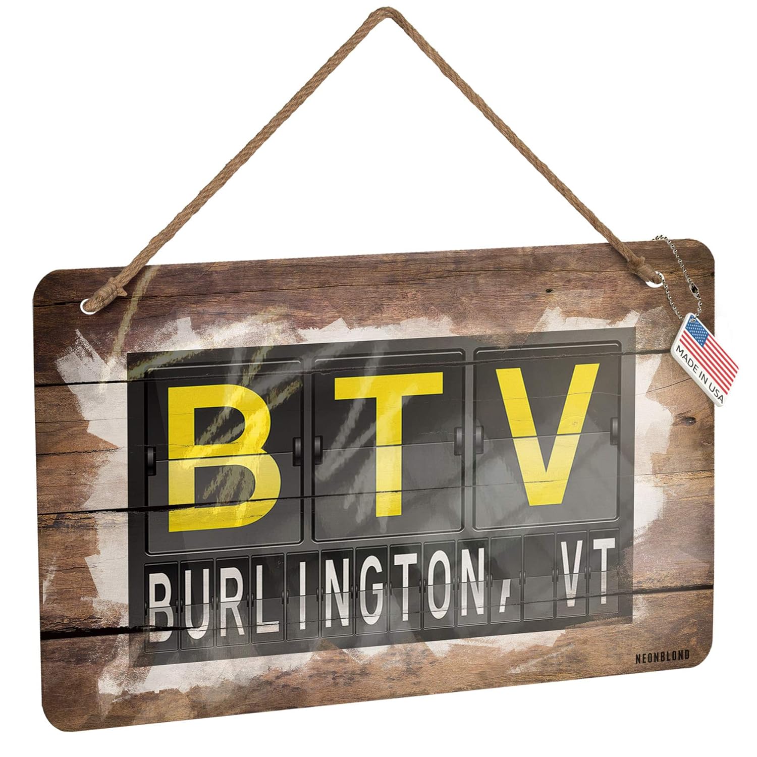 Amazon Com Neonblond Metal Sign Btv Airport Code For Burlington