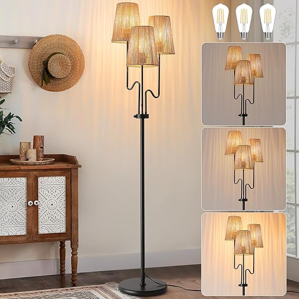 DIMMABLE FLOOR LAMP, 68IN. BOHO FLOOR LAMPS WITH...