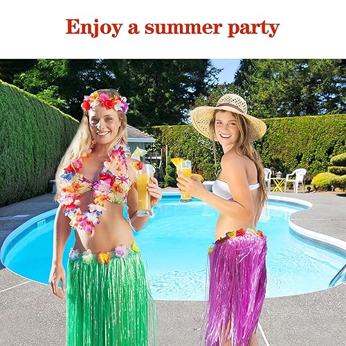 Hajoyful Grass Skirt Hawaiian Luau Hula Skirts Party Decorations Favors  Supplies Grass Skirts for Adult Elasti