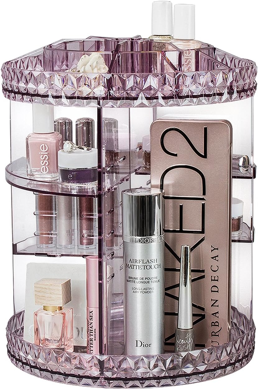 Sorbus Rotating Makeup Organizer, 360° Rotating Adjustable Carousel Storage for Cosmetics, Toiletries, and More — Great for Vanity, Bathroom, Bedroom, Closet, Kitchen (Purple): Home Improvement