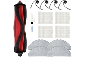 Yivy Q7 M5 Replacement Accessories for Roborock Q7 M5+/ Q7 M5/Q7 L5/Q7 L5+, 1 Main Brush, 4 Side Brushes, 4 HEPA Filters, 4 Mop Pads, 1 Cleaning Brush, 1 Screwdriver Spare Parts