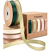 Vitalizart Ribbons for Crafts 3/8" x 50 Yd Satin Ribbon Double Face Gift Wrapping Silk Like Fabric Flower Bouquet Birthday Pa