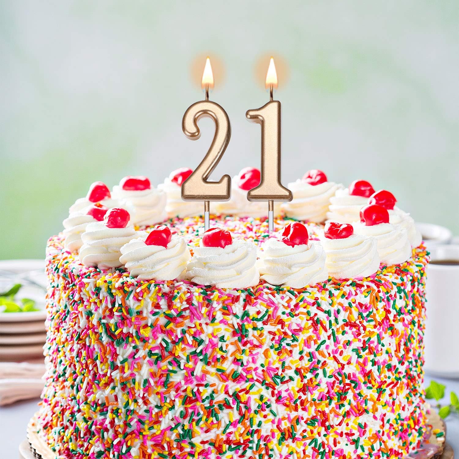 BBTO 21st Birthday Candles Cake Number Candles Happy Birthday Cake Candles Topper Decoration for Birthday Wedding Anniversary Celebration Favor (Champagne Gold) - Image 5