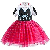 GELVSI Girls Princess Hooded Tutu Dress, Christmas Gift Dress Up Costume, Holiday Halloween Party Outfit Toy for Kids