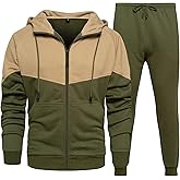 MANTORS Men's Hooded Athletic Tracksuit Casual 2 Pieces Suits Color Block Hoodies and Sweatpants Set